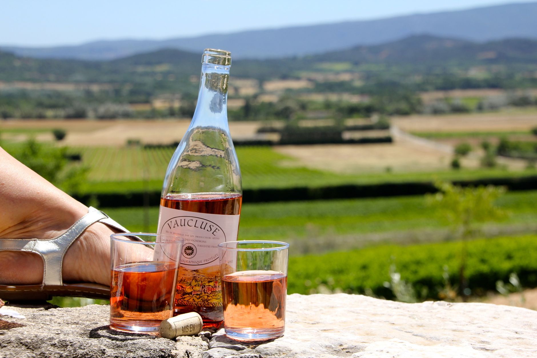 Verre de vin et table gastronomique en Provence